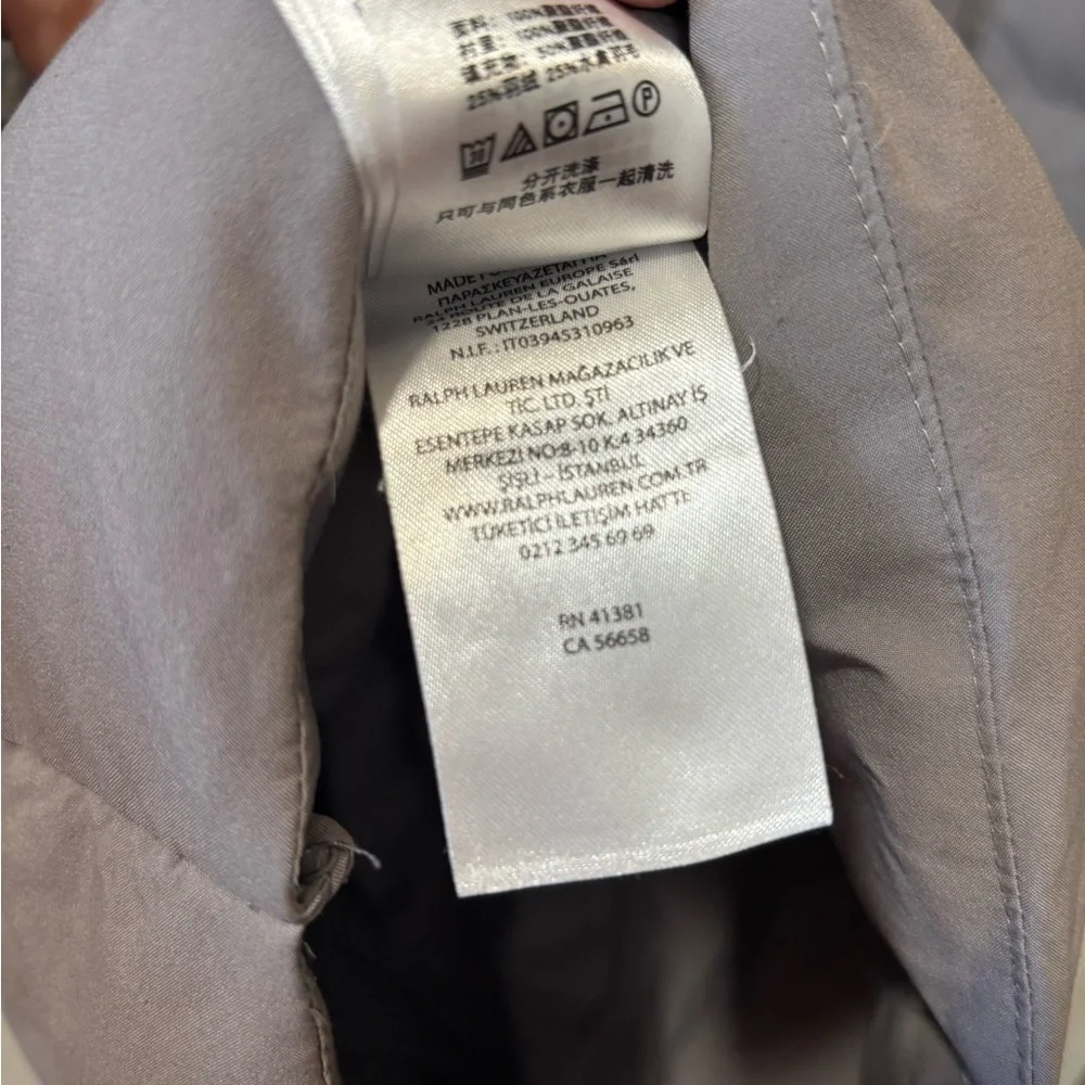 Lauren Ralph Lauren Sz M Gray Quilted Hooded Down Puffer Mid Length Jacket Coat